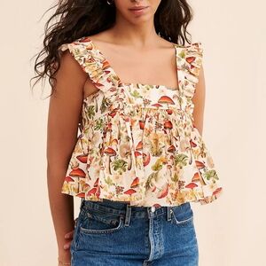 Selkie Ruffled Apron Mushroom Shirt - small